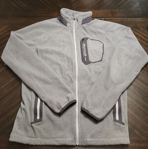 Marmot Alpinist Tech Fleece Jacket Mens Large Gray Stretch Full Zip Mock Neck